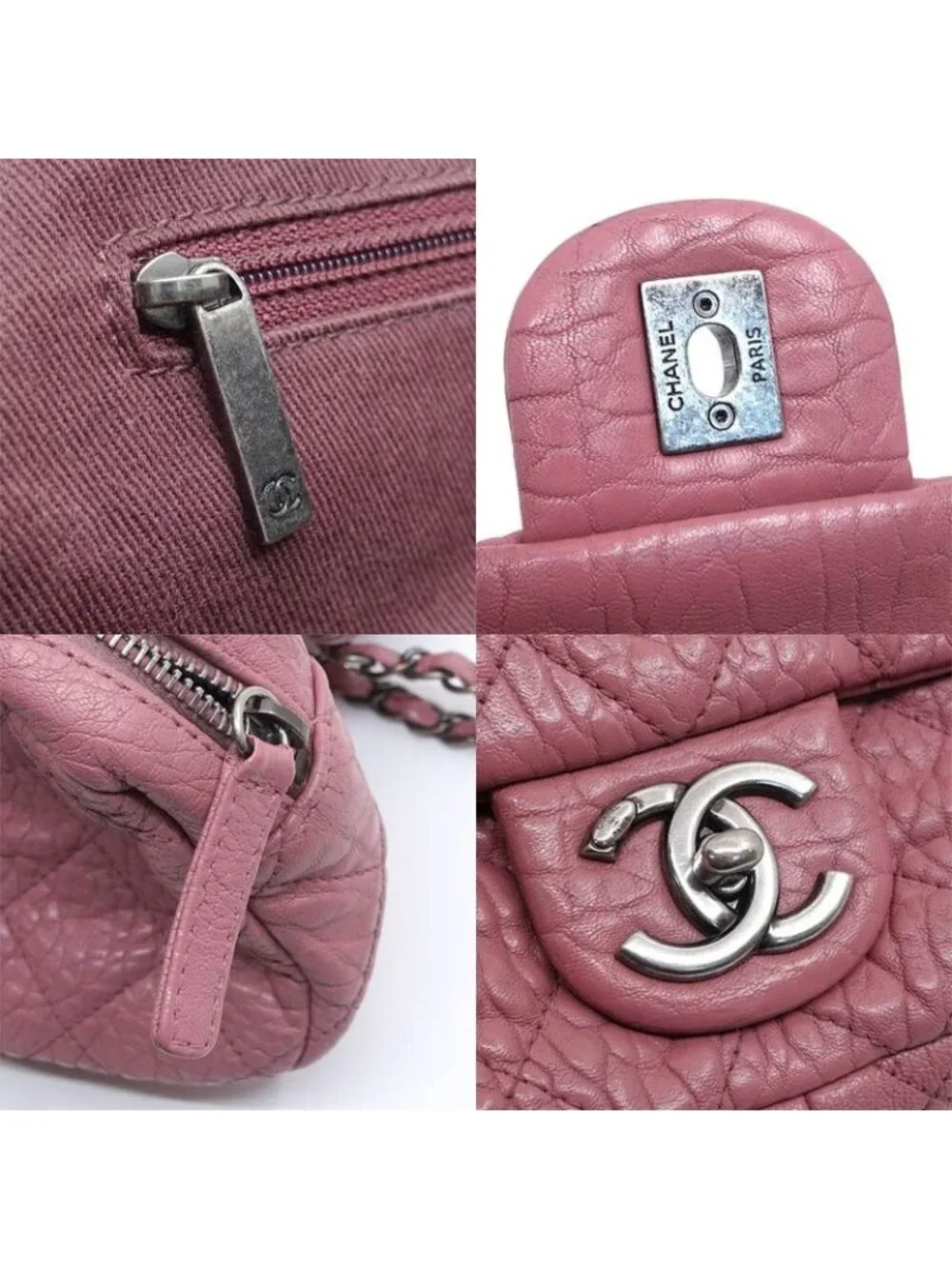 Chanel Double Chain Shoulder Bag Quilted Leather - Picture 6 of 9